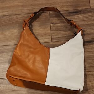 Alfani Tan and White Hobo Bag
